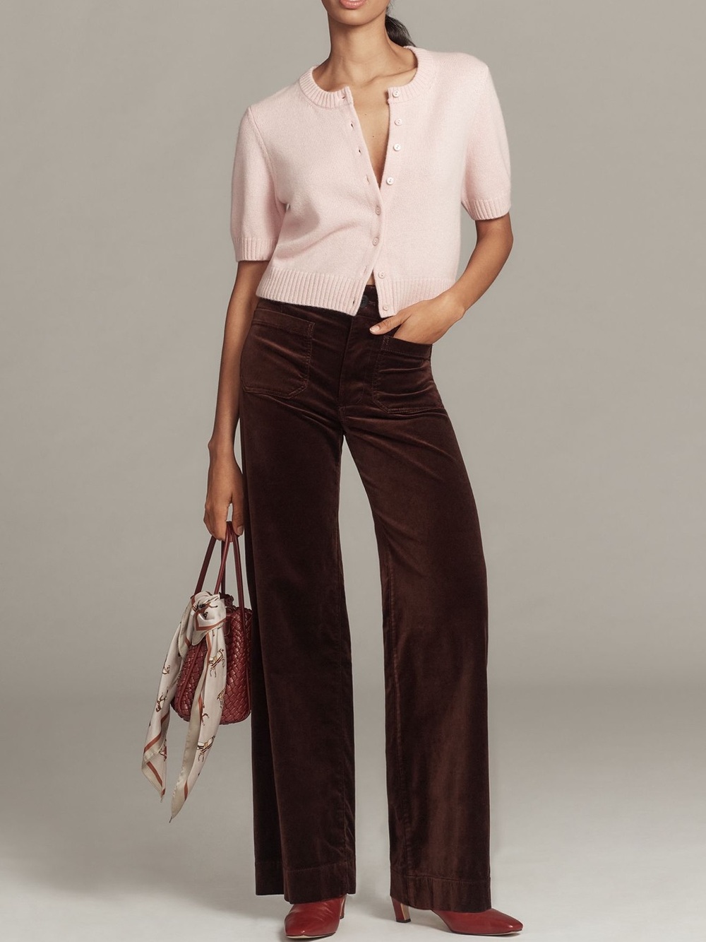 *Anthropologie Wide-Leg Velvet Pants in Fudge Brown